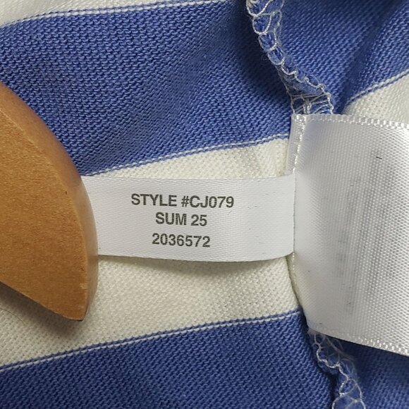 J.Crew Factory Short-Sleeve Striped Button-Shoulder Tee Women's Small Peri Blue - Picture 12 of 16